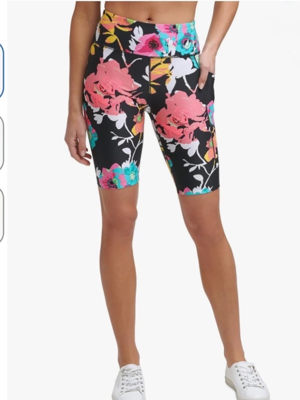 Calvin Klein Performance High Waist Bike Shorts Bright Multicolor Floral Small